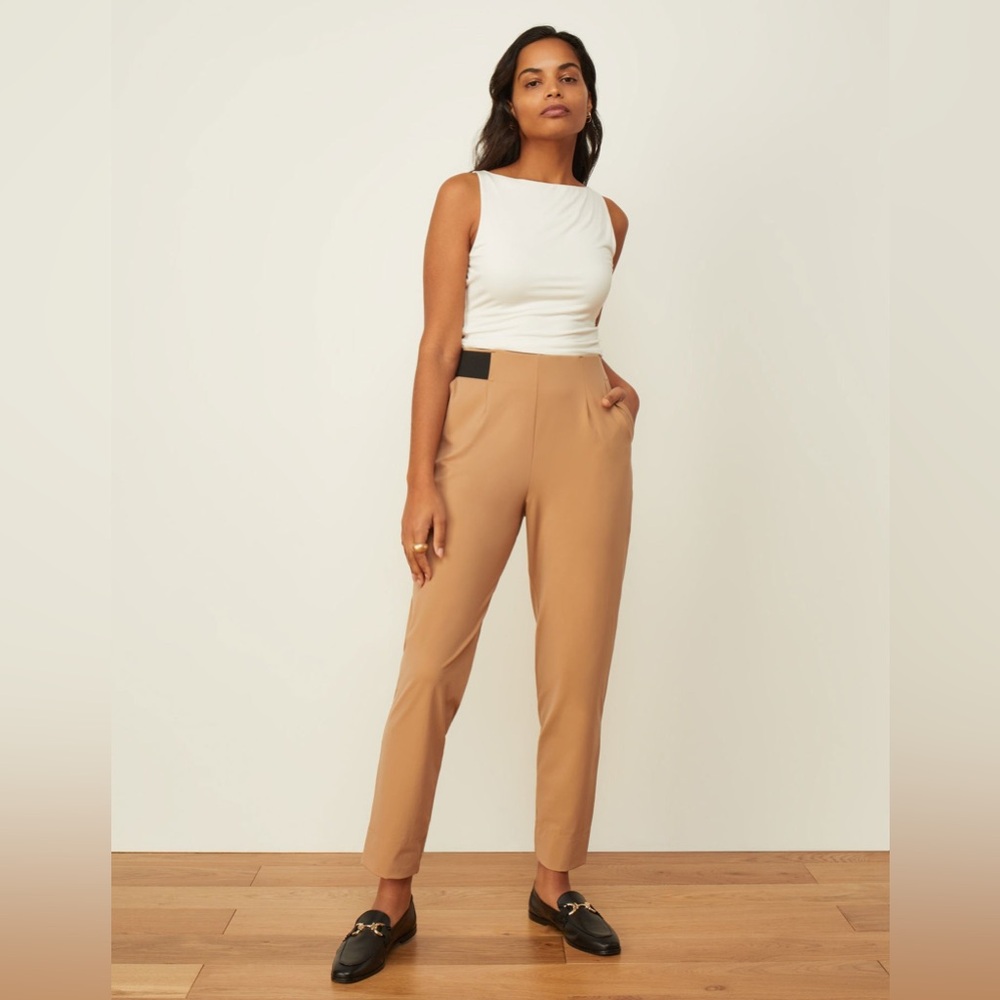 Aday Turn It Around Pants Women’s Size L Camel Brown Tapered Pull-On Career